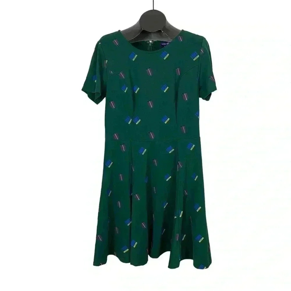 Unique Vintage X gb gwynnie bee Luggage Print Emerald Dress Size 0X